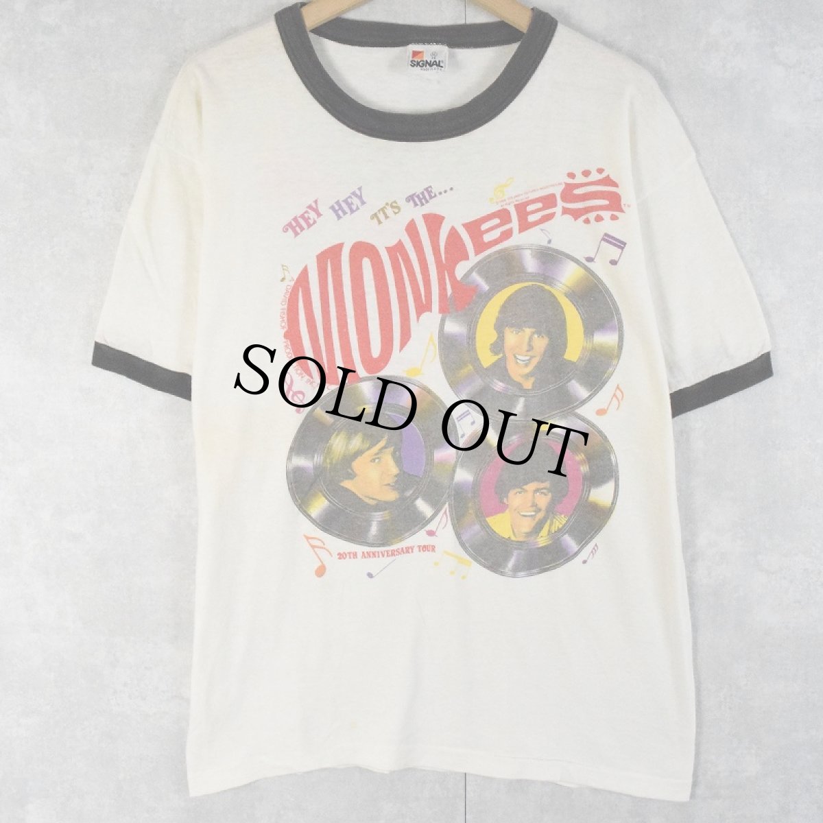 画像1: 80's MONKEES USA製 ロックバンドツアー リンガーTシャツ XL (1)