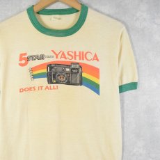 画像1: 70's USA製 "5STAR FROM YASHICA" カメラメーカーリンガーTシャツ L (1)