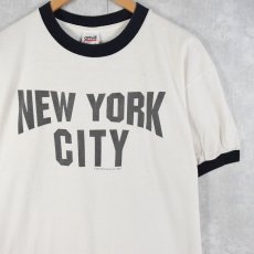 画像1: 90's〜 USA製 "NEW YORK CITY" プリントリンガーTシャツ L (1)