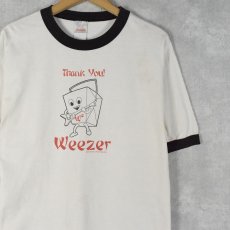 画像1: 2000's Weezer "Thank you!" オルタナロックバンド リンガーTシャツ L (1)