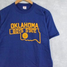 画像1: 60's Champion C中ランタグ "OKLAHOMA BOYS STATE" フロッキープリントTシャツ DEADSTOCK L (1)