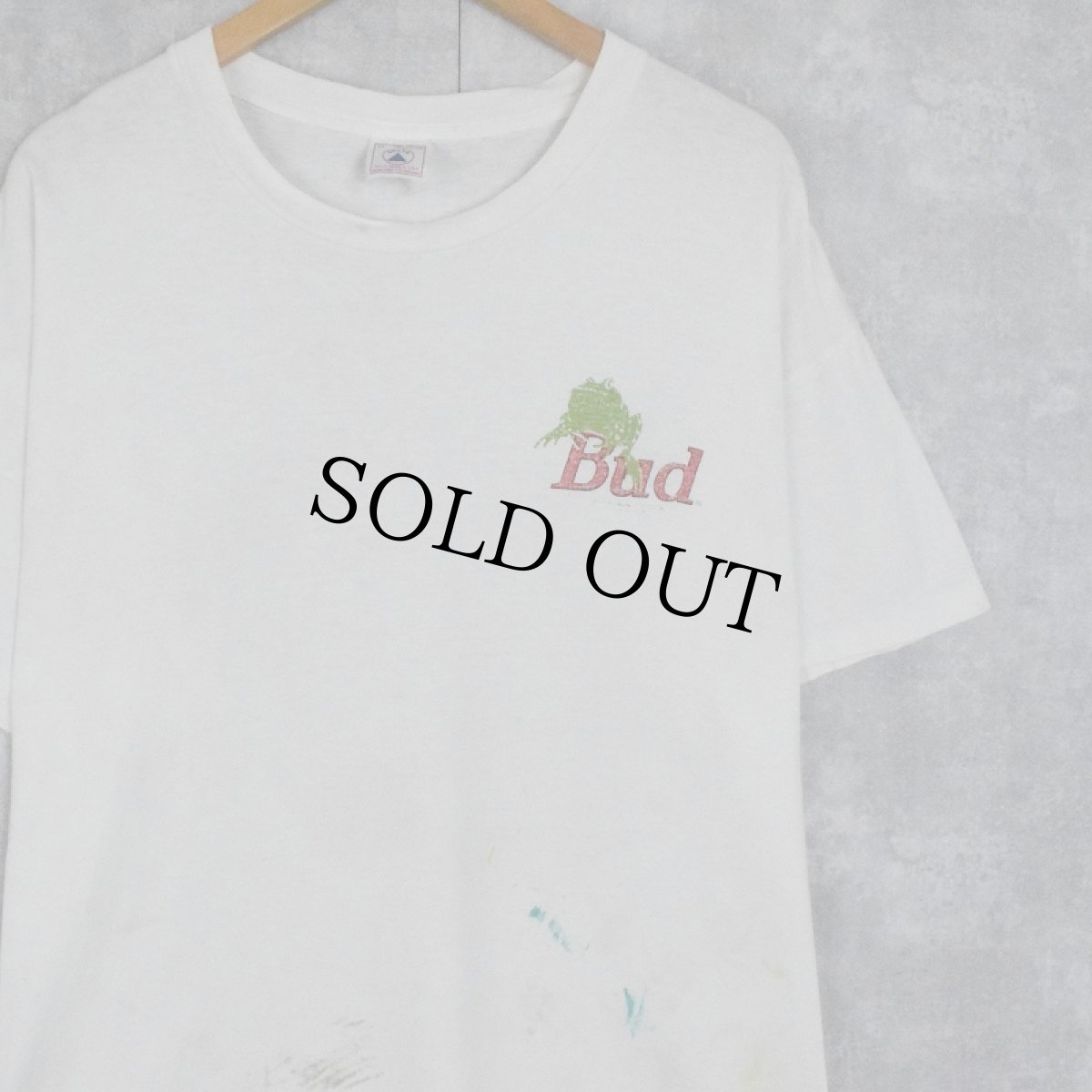 画像2: 90's Budweiser "Bud" カエルイラスト ビールメーカープリントTシャツ XL (2)
