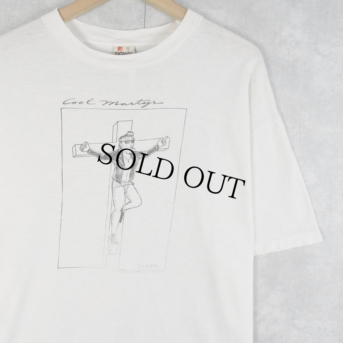 画像1: 【SALE】 90's USA製 "Cool Martys" キリストパロディプリントTシャツ XL (1)