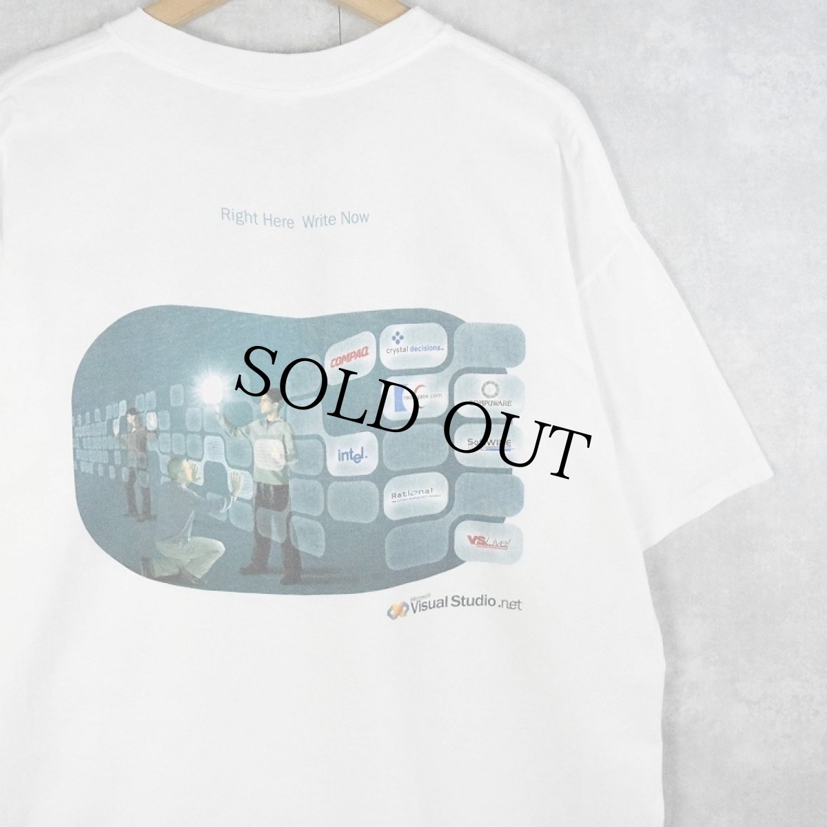 画像1: 2000's Microsoft "Visual Studio. net" コンピューター企業プリントTシャツ L (1)