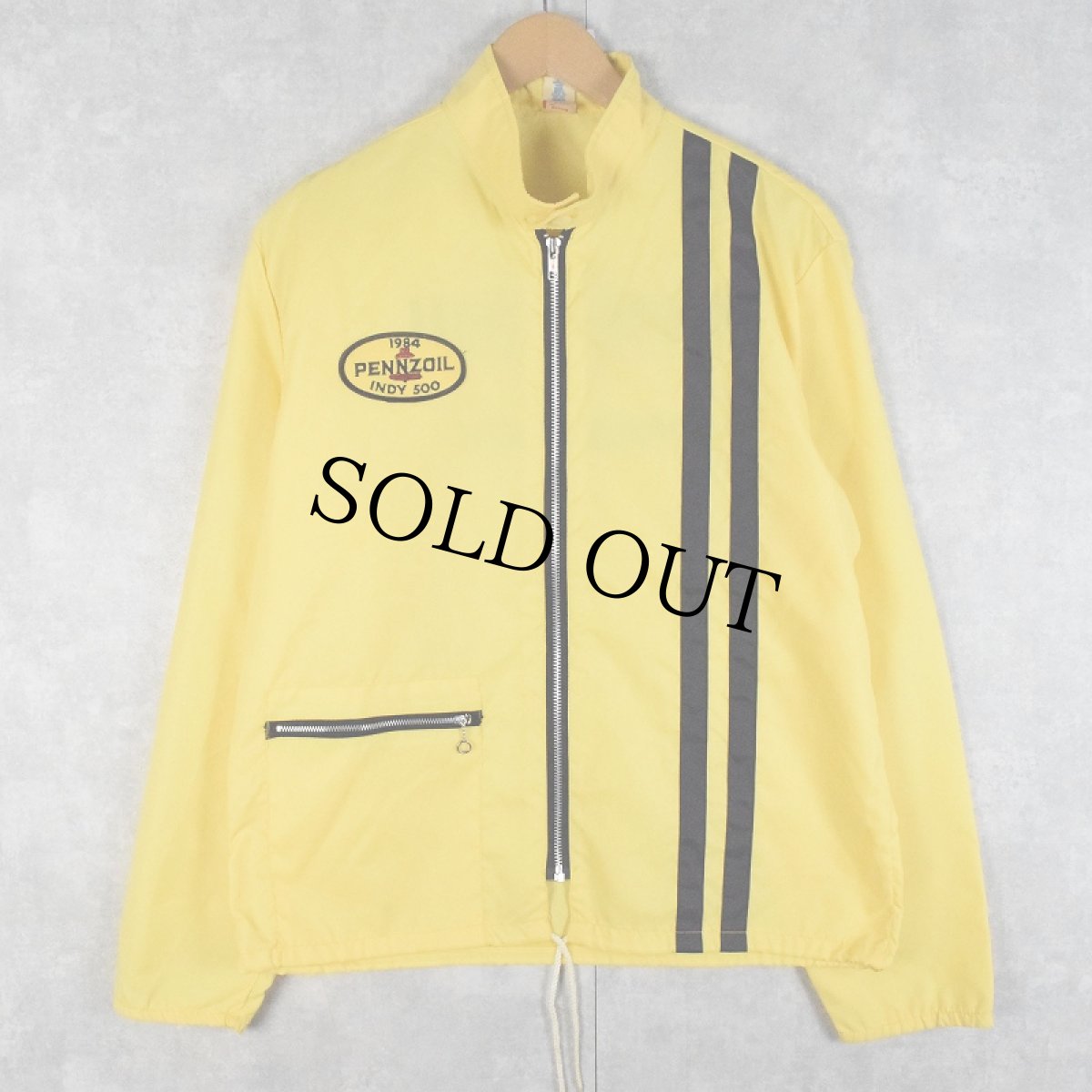 画像1: 【SALE】 80's PENNZOIL USA製 石油関連企業 パッチ付き ナイロンレーシングジャケット M (1)