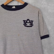 画像1: 60’s Princeton "UA" ボーダー柄 染み込みプリントTシャツ XL (1)