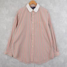 画像1: POLO Ralph Lauren "CLUB" マルチストライプ柄 コットン クラブカラーシャツ L (1)