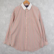 画像1: POLO Ralph Lauren "CLUB" マルチストライプ柄 コットン クラブカラーシャツ L (1)