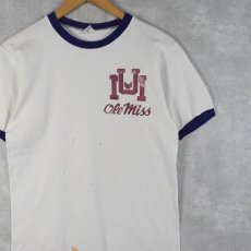 画像1: 60's Champion 大文字ランタグ "Ole Miss" プリントリンガーTシャツ M (1)