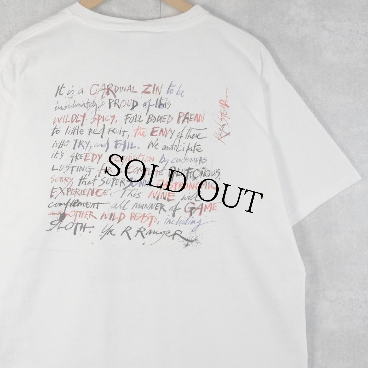 画像2: Ralph Steadman "CARDINAL ZIN" アートプリントTシャツ L (2)