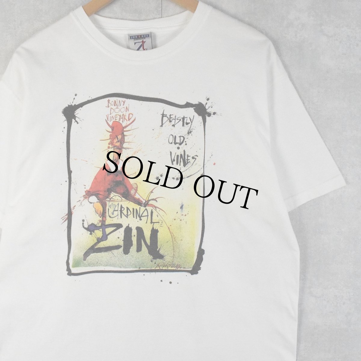 画像1: Ralph Steadman "CARDINAL ZIN" アートプリントTシャツ L (1)