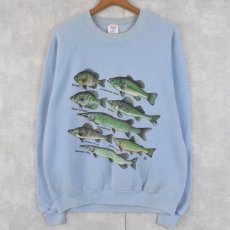 画像1: 80's LSJ Sportswear USA製 魚イラスト プリントスウェット XL (1)