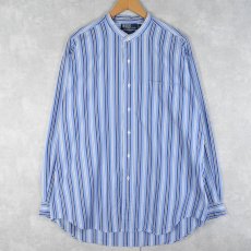 画像1: 【SALE】 POLO Ralph Lauren "POSTBOY" ストライプ柄 TWO-PLYコットンバンドカラーシャツ L (1)