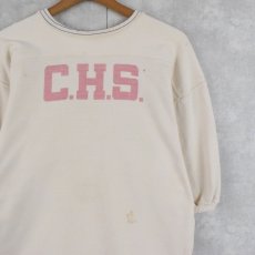 画像1: 50〜60's SOUTHLAND ATH.MFG.CO. "C.H.S." 染み込みプリント フットボールTシャツ (1)