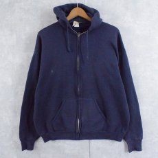 画像1: 80's sportswear USA製 無地ジップアップパーカー NAVY XL (1)