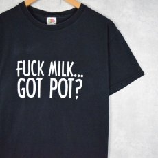 画像1: "FUCK MILK... GOT POT?" パロディプリントTシャツ M (1)