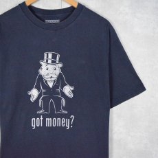 画像1: "got money?" パロディプリントTシャツ NAVY XL (1)