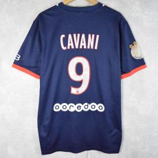画像2: 2013-2014 Paris Saint-Germain "CAVANI 9" サッカーユニフォームシャツ NAVY L (2)