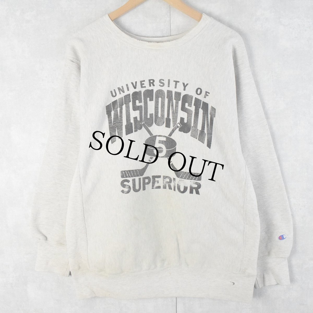 画像1: 90's Champion REVERSE WEAVE USA製 "UNIVERSITY OF WISCONSIN" プリントスウェット XL (1)