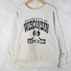 画像1: 90's Champion REVERSE WEAVE USA製 "UNIVERSITY OF WISCONSIN" プリントスウェット XL (1)