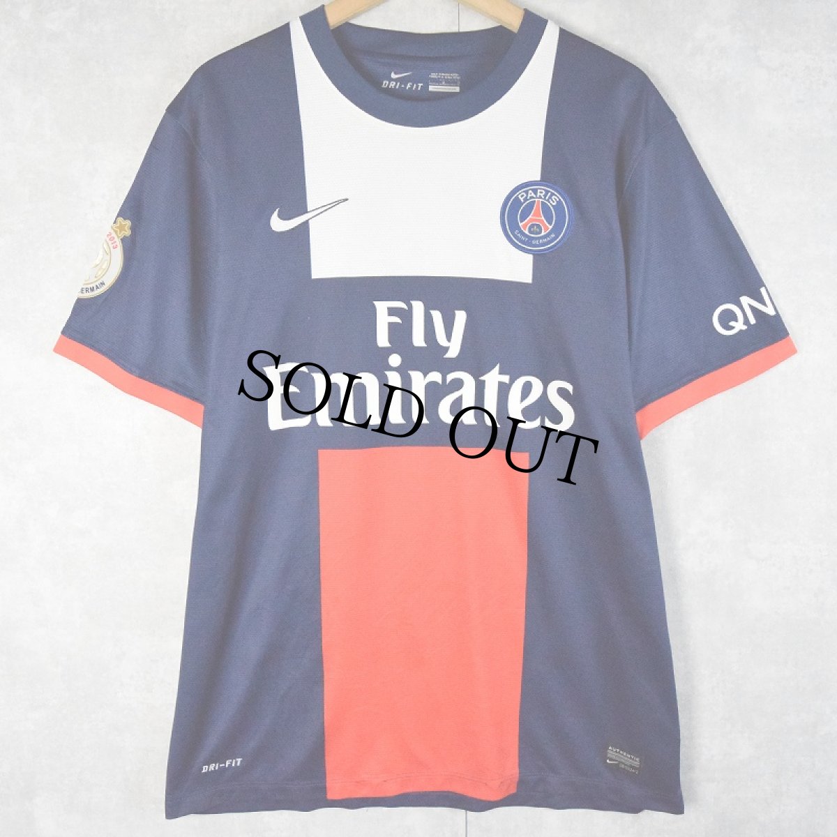 画像1: 2013-2014 Paris Saint-Germain "CAVANI 9" サッカーユニフォームシャツ NAVY L (1)