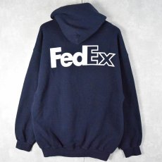 画像1: 90's FedEx 企業ロゴプリントスウェットフーディー L (1)