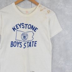 画像1: 60's Russell Southern USA製 "KEYSTONE BOY STATE" 染み込みプリントTシャツ M (1)