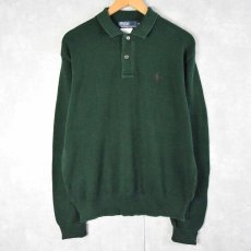 画像1: POLO Ralph Lauren サーマル長袖ポロシャツ M (1)