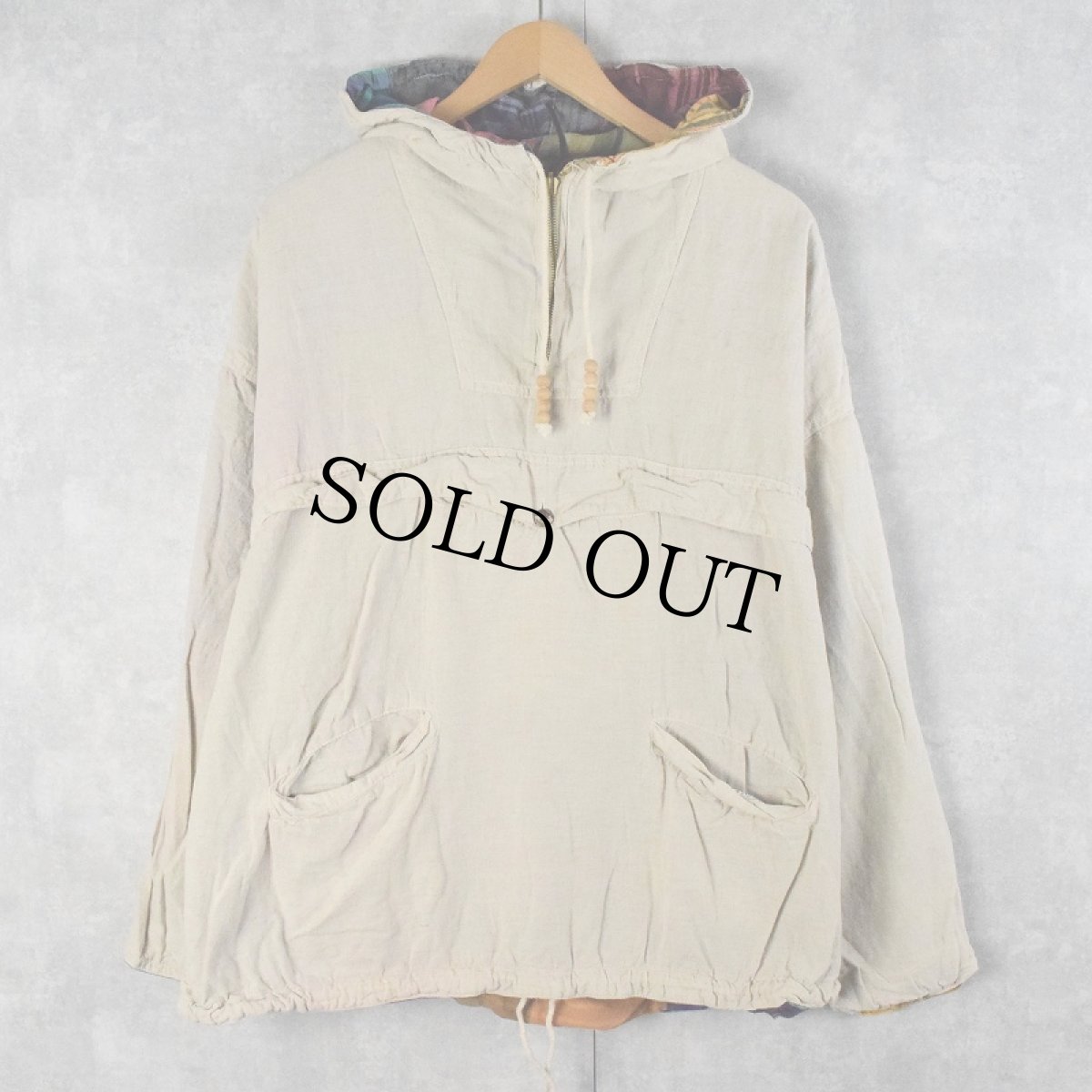 画像2: 90's JOUJOU マドラスチェック柄 クレイジーパターン リバーシブルアノラックパーカー (2)