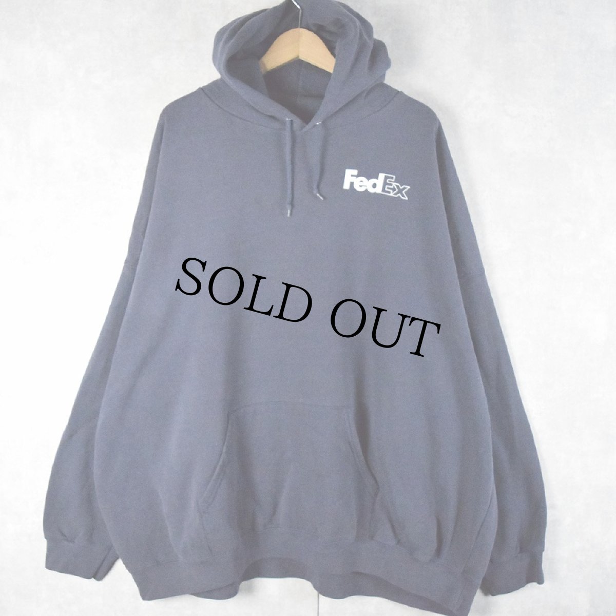 画像2: 90's FedEx 企業ロゴプリントスウェットフーディー 5XL (2)