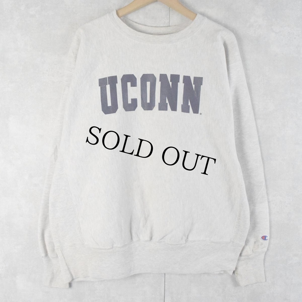 画像1: 90's〜 Champion REVERSE WEAVE "UCONN" プリントスウェット XL (1)