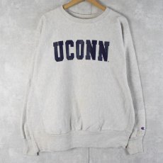 画像1: 90's〜 Champion REVERSE WEAVE "UCONN" プリントスウェット XL (1)