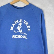 画像1: 90's USA製 "MAPLE TREE SCHOOL" ラグランプリントスウェット L (1)