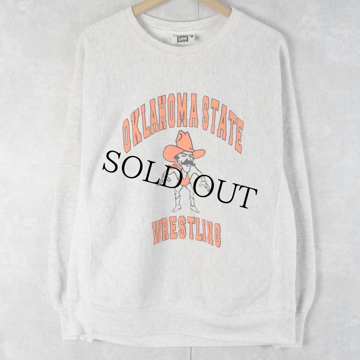 画像1: 90's Lee USA製 REVERSE WEAVE TYPE "OKLAHOMA STATE WRESTLING" レスリングチーム カウボーイプリントスウェット L (1)