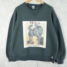 画像1: 90's〜 Miles Davis USA製 前V ジャズミュージシャン プリントスウェット XL (1)