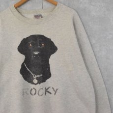 画像1: 90's USA製 "ROCKY" 犬プリントスウェット XXL (1)