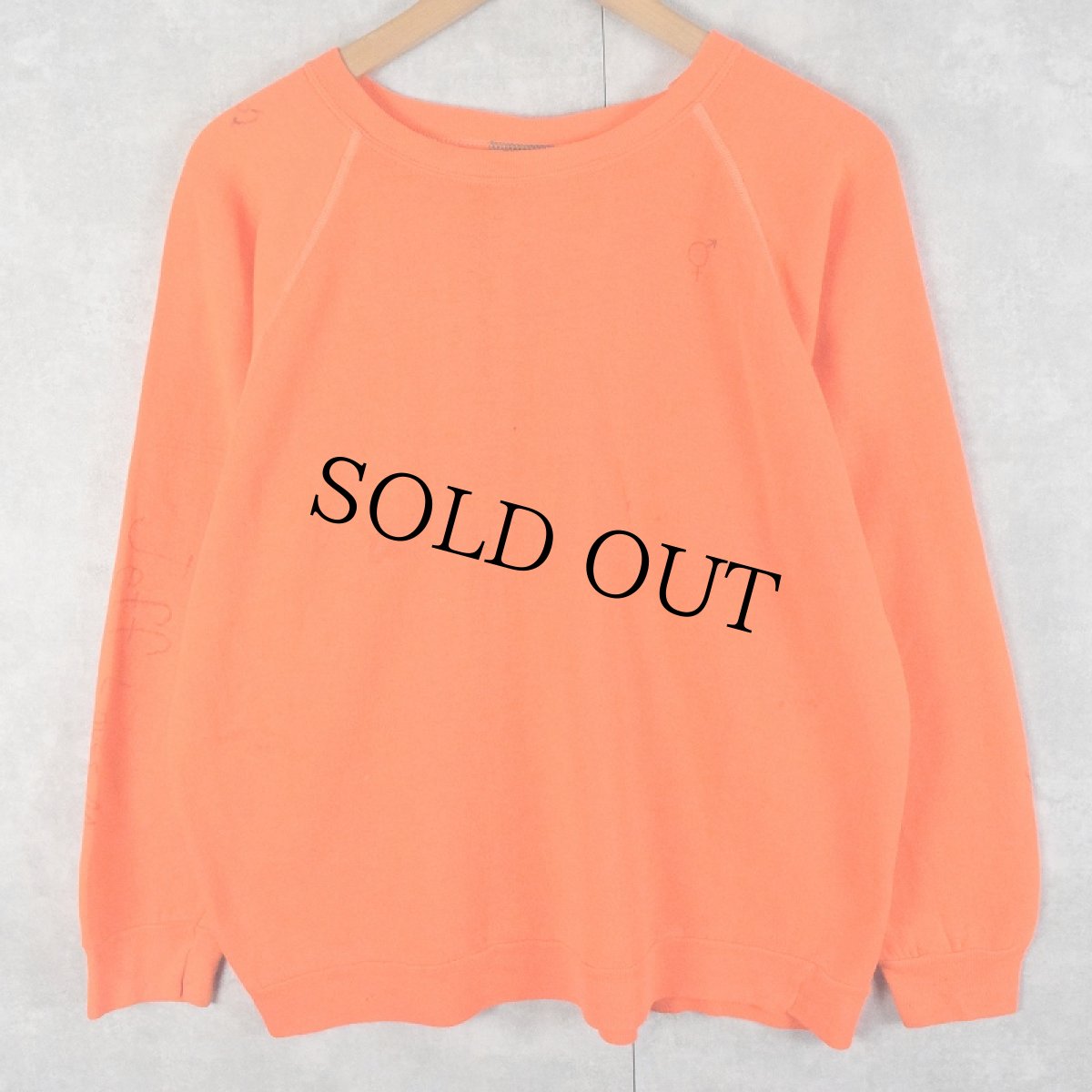 画像2: 70〜80's USA製 ハンドペイント ラグランスウェット L (2)