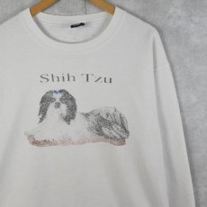 画像1: 90's〜 "Shih Tzu" 犬プリントスウェット L (1)