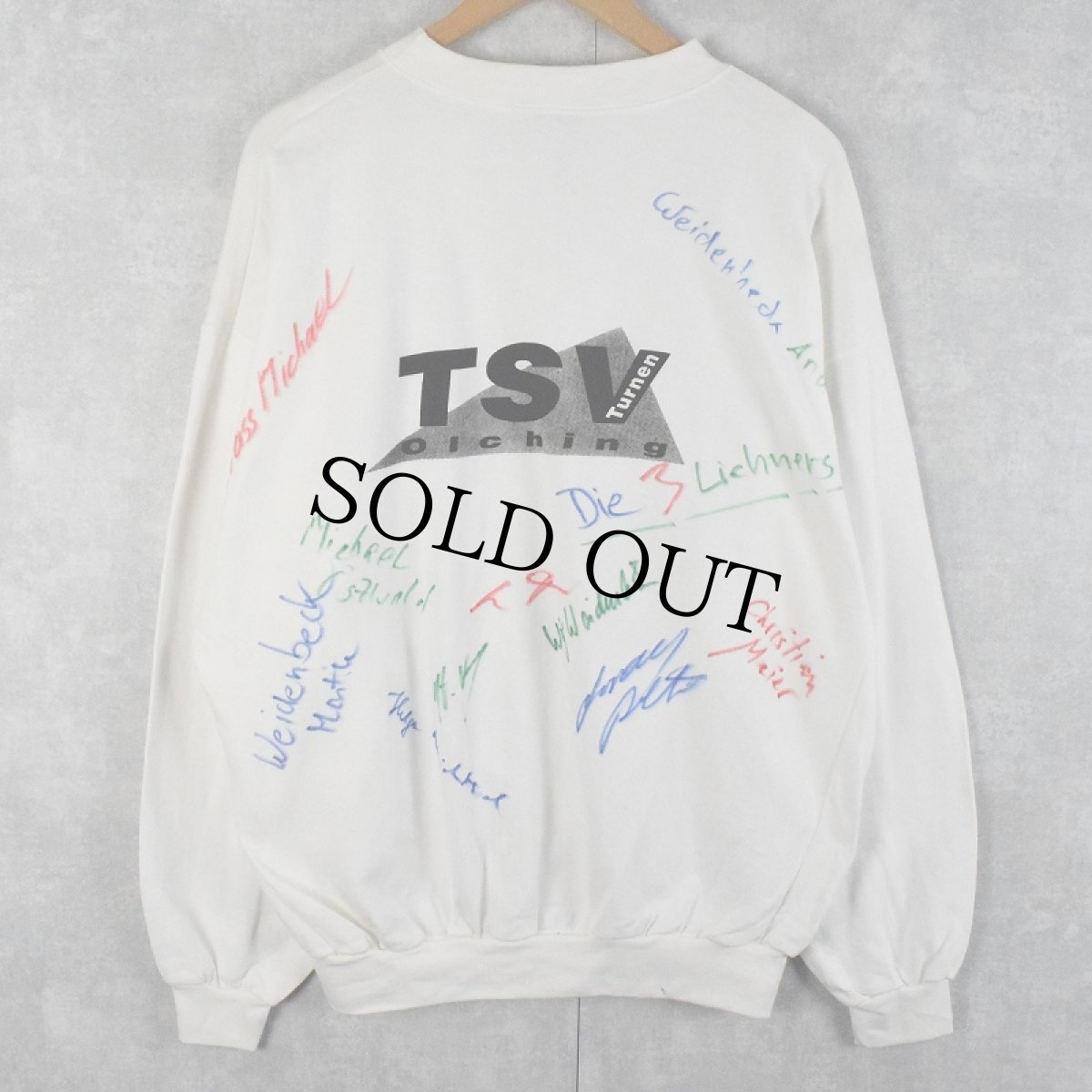 画像2: 90's "TSV Olching" アートプリント×ハンドペイントスウェット L (2)