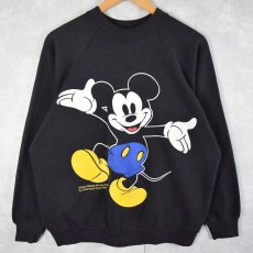 画像1: 80〜90's Disney MICKEY MOUSE 青パンミッキー ラグランスウェット BLACK (1)