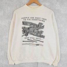 画像1: 【SALE】 90's "GOD USED NAILS" ジーザスプリントスウェット L (1)