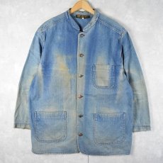画像1: 90's hollington FRANCE製 スタンドカラー デニムカバーオール SIZE58 (1)