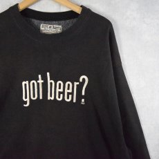 画像1: 90〜2000's STEVE AND BARRY'S "got beer?" パロディ刺繍スウェット BLACK XL (1)