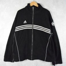 画像1: 90's adidas ロゴ刺繍 フリースジップジャケット BLACK L (1)