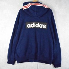 画像2: 90's adidas サイドライン フリースジップパーカー NAVY L (2)