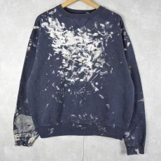 画像1: 2000's GAP 前V ペンキペイント スウェット NAVY M (1)