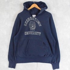 画像1: 80's Champion REVERSE WEAVEトリコタグ USA製 "GEORGETOWN UNIVERSITY" スウェットフーディ NAVY XL (1)