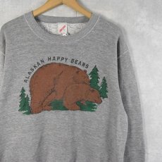 画像1: 90's USA製 "ALASKAN HAPPY BEARS" くまプリントスウェット XL (1)