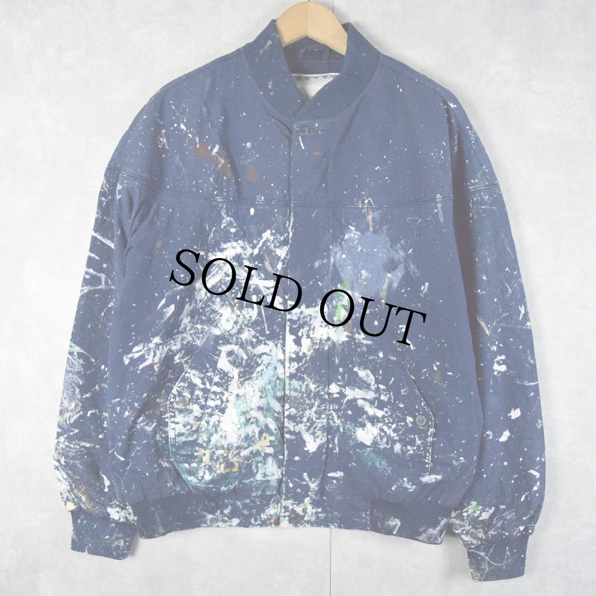 画像1: 90's Munsingwear KOREA製 ペンキペイント ダービージャケット NAVY M (1)