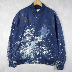 画像1: 90's Munsingwear KOREA製 ペンキペイント ダービージャケット NAVY M (1)